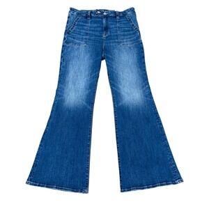 American Eagle Next Level Stretch Flare Jeans Blue High Rise Sz 16 Regular NWT